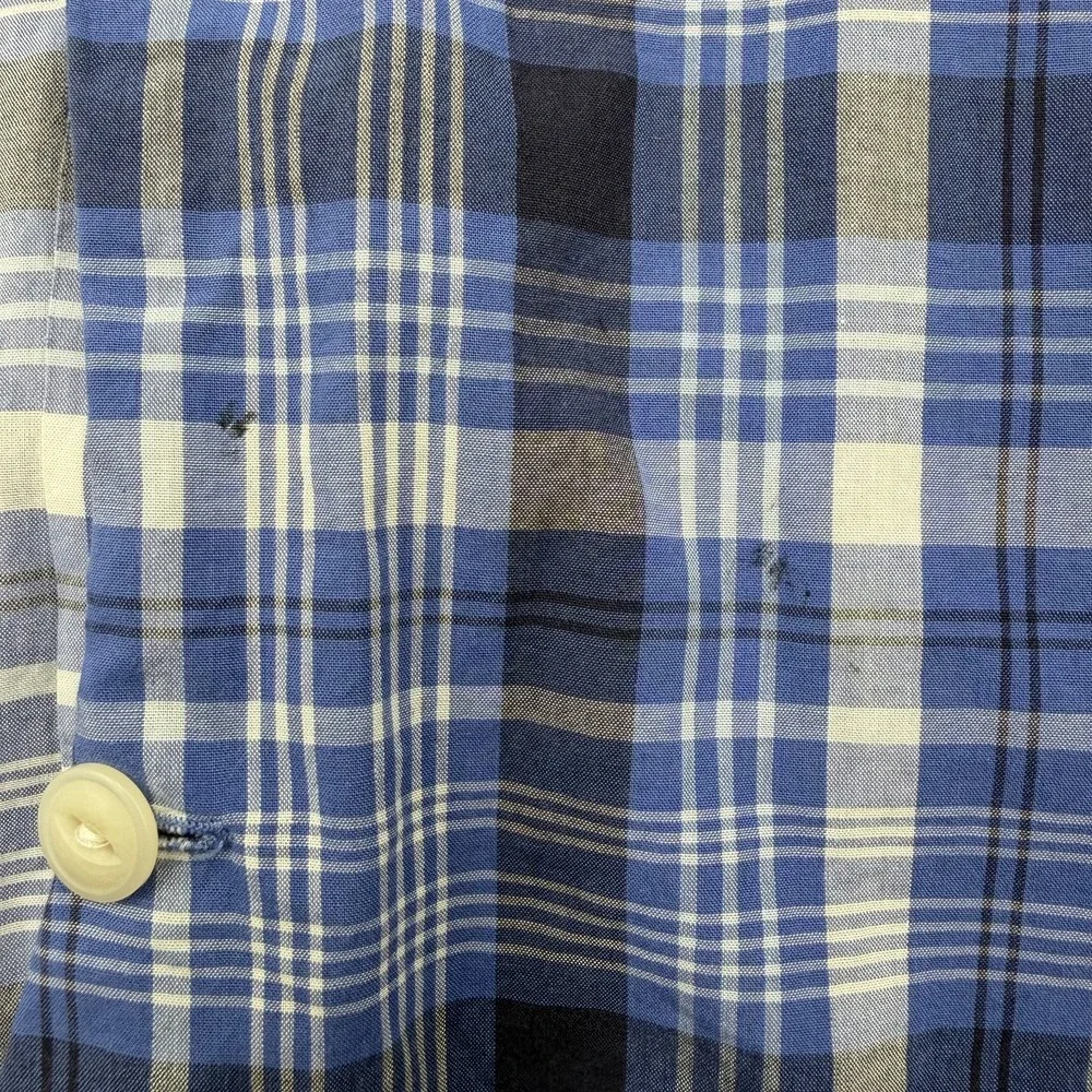 Polo Ralph Lauren Andy Camp Shirt Mens XL Blue Plaid Short Sleeve Button Up
